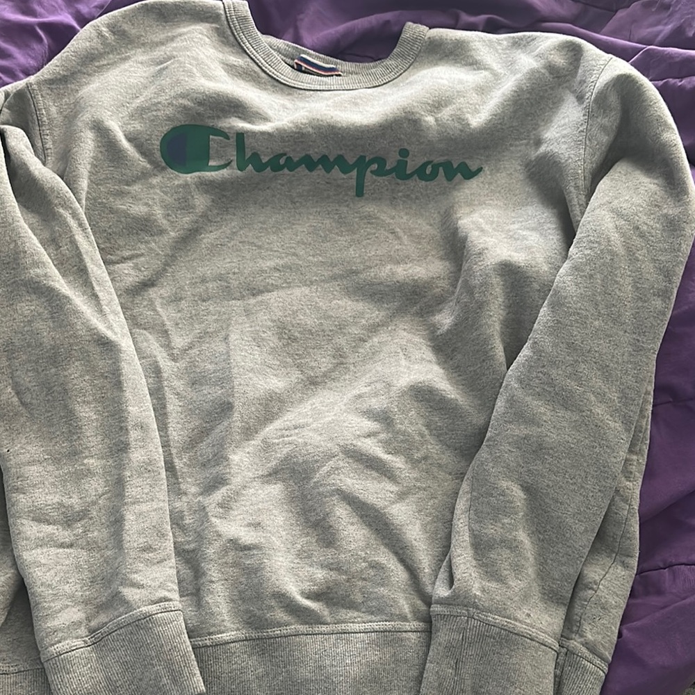 Champion Gray Crewneck Sweater Classic Style